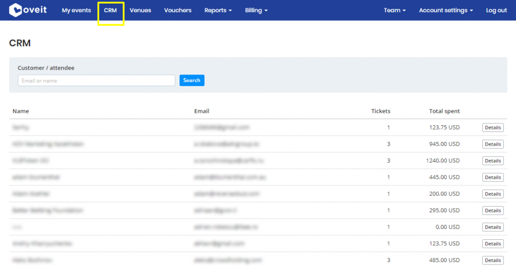 Your events CRM - find details on your visitors