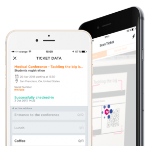electronic ticket scanned by a mobile app