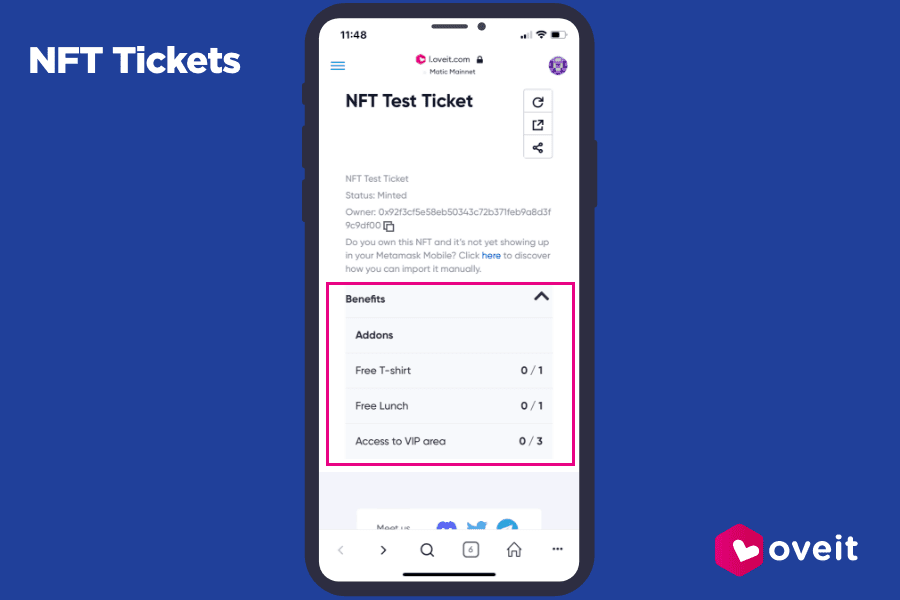 extra benefits included in the ticket - print screen from a digital wallet 