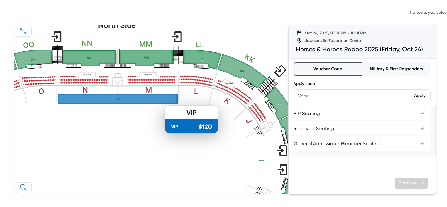 seating map ticketing for rodeo