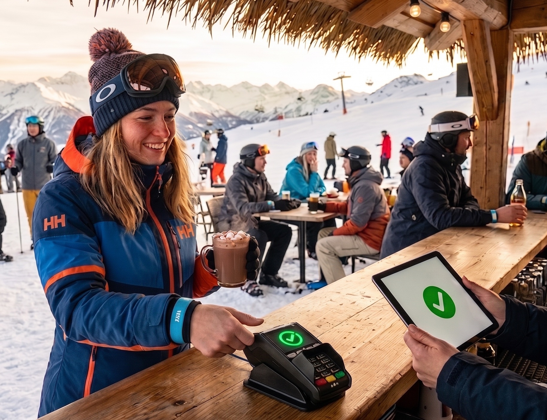 Ski resort wristband scan to pay Using wristband at the ski resort